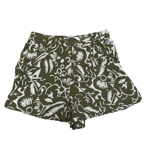 ett:twa Anthropologie green & cream print shorts size S - Picture 9 of 9